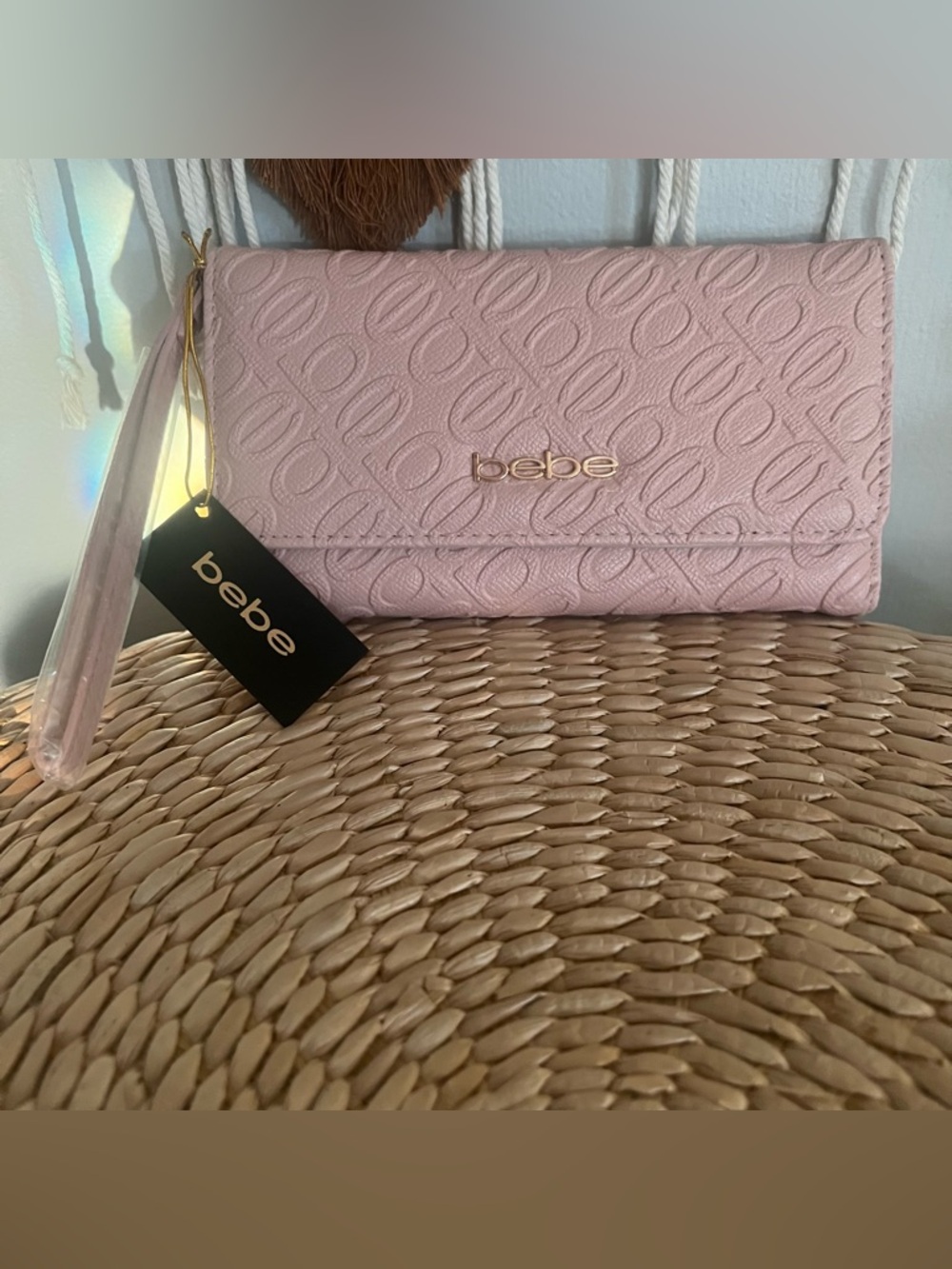 bebe blush Embossed Wristlet Clutch